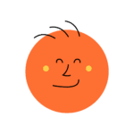 Der geniessende orange Emoji mit glattem Haar.
