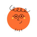 Der orangene Emoji hat eine Brille und ist erfreut.
