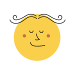 Der überlegene gelbe Emoji mit schönem Haar.